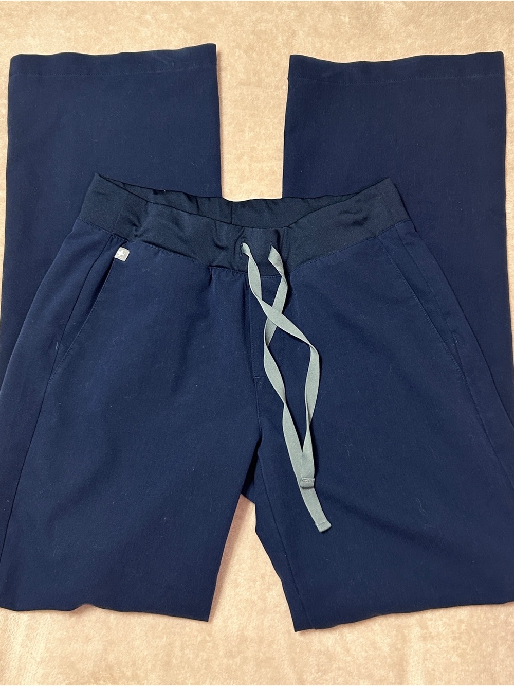 FIGS Navy Jogger Pants with Light Gray Drawstring